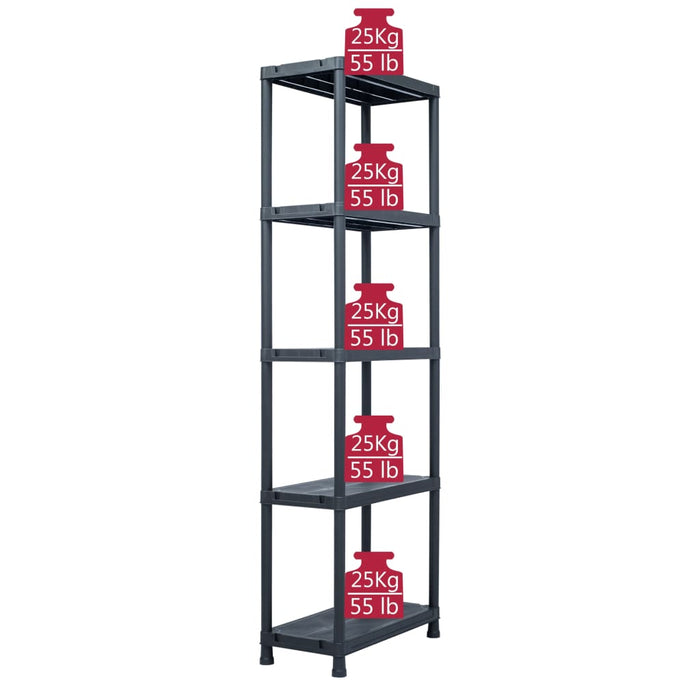 Raft de depozitare, negru, 60 x 30 x 180 cm, plastic, 125 kg - WALTI WALTI