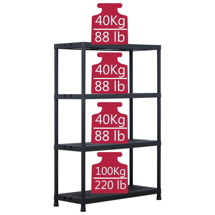Raft de depozitare, negru, 90 x 40 x 138 cm, plastic, 220 kg WALTI