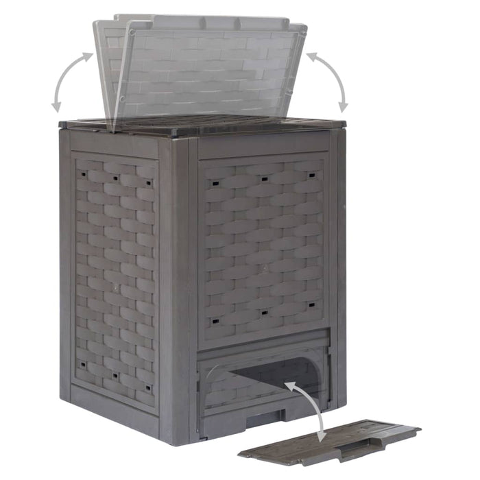 Compostor de grădină, maro, 60x60x83 cm, 300 L plastic ratan - WALTI WALTI