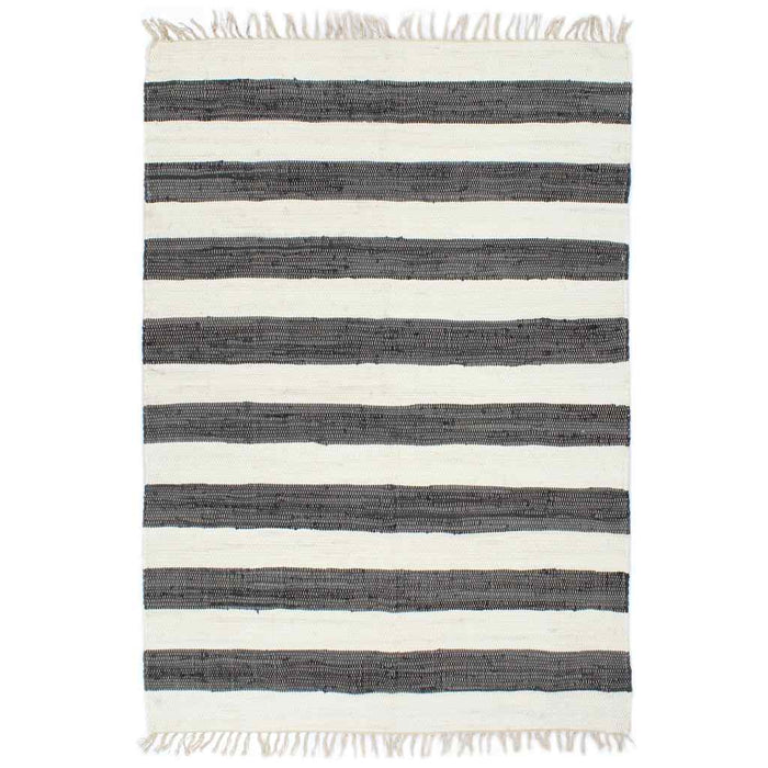 Covor Chindi țesut manual, antracit și alb, 200x290 cm, bumbac WALTI
