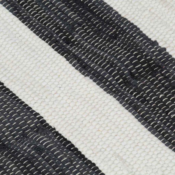 Covor Chindi țesut manual, antracit și alb, 200x290 cm, bumbac WALTI