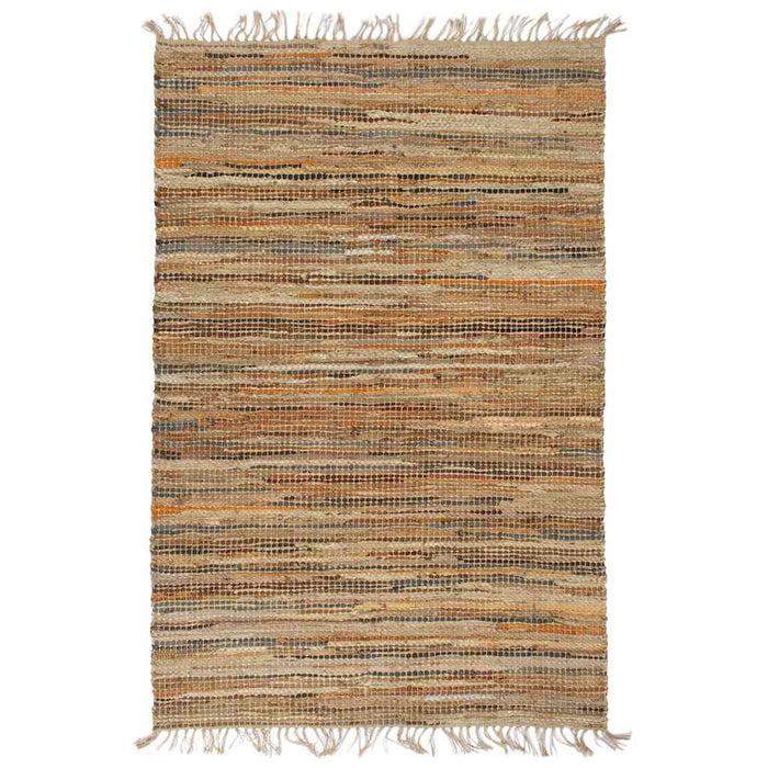 Covor țesut manual Chindi, arămiu, 190 x 280 cm, piele, iută WALTI