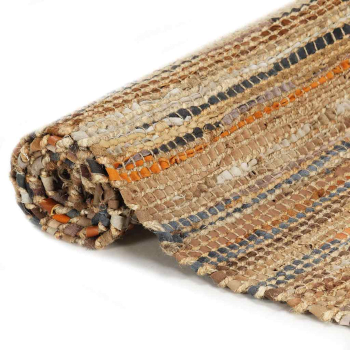 Covor țesut manual Chindi, arămiu, 190 x 280 cm, piele, iută WALTI