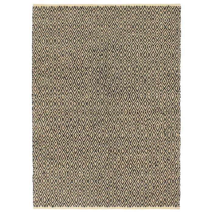 Covor Chindi țesut manual, negru, 160 x 230 cm, bumbac și piele WALTI