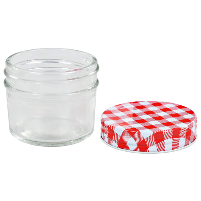 Borcane de sticlă pentru gem capace alb și roșu, 48 buc, 110 ml - WALTI WALTI