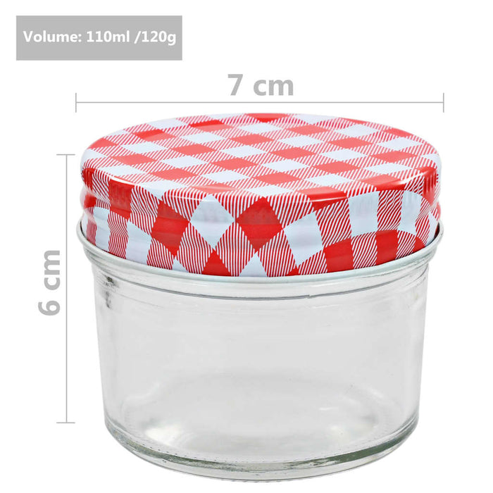 Borcane de sticlă pentru gem capace alb și roșu, 96 buc, 110 ml - WALTI WALTI