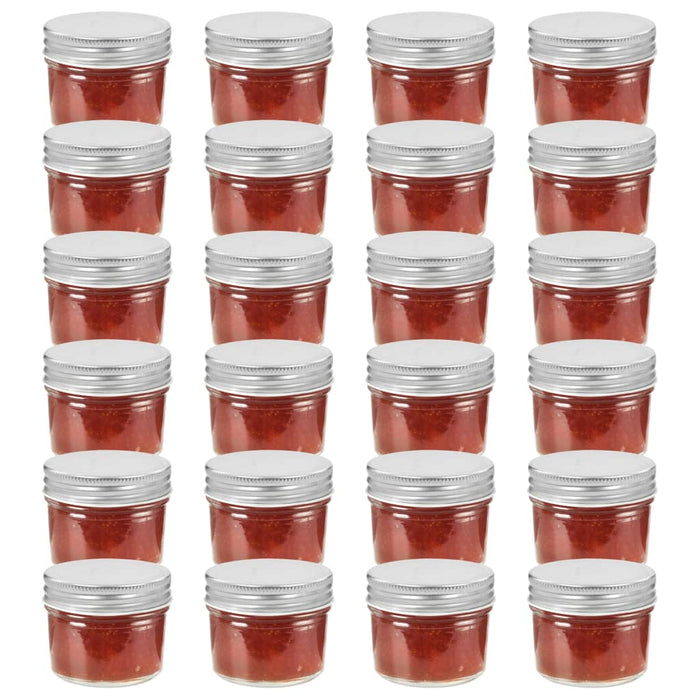 Borcane din sticlă pentru gem cu capac argintiu 24 buc. 110 ml - WALTI WALTI