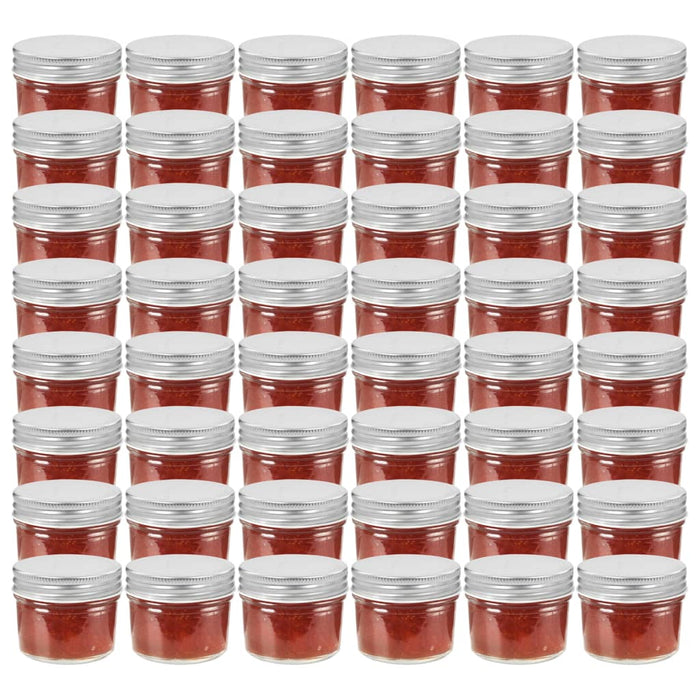 Borcane din sticlă pentru gem, capac argintiu, 48 buc, 110 ml - WALTI WALTI