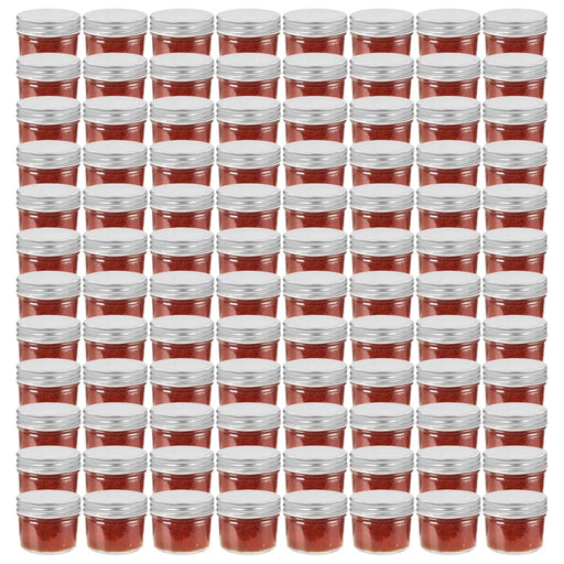 Borcane din sticlă pentru gem, capace argintii, 96 buc, 110 ml - WALTI WALTI