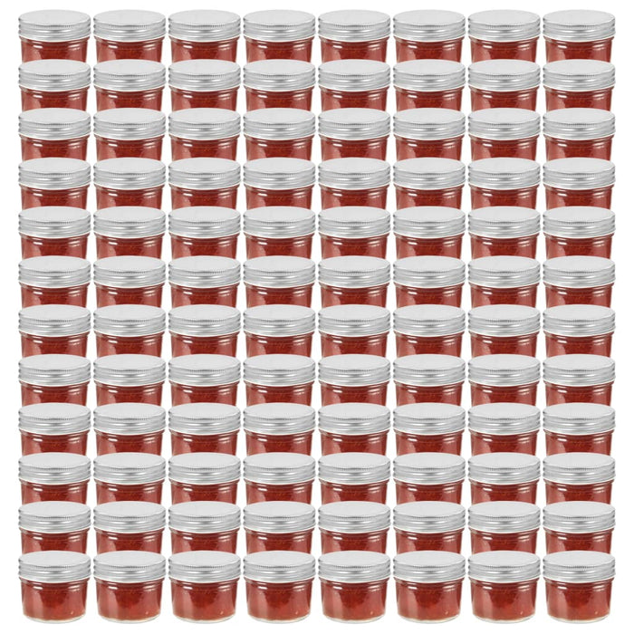 Borcane din sticlă pentru gem, capace argintii, 96 buc, 110 ml - WALTI WALTI