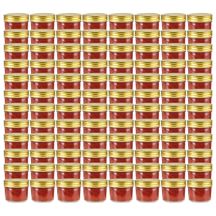 Borcane din sticlă pentru gem, capace aurii, 96 buc, 110 ml - WALTI WALTI