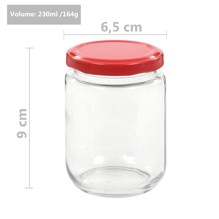 Borcane din sticlă pentru gem, capac roșu, 48 buc., 230 ml - WALTI WALTI