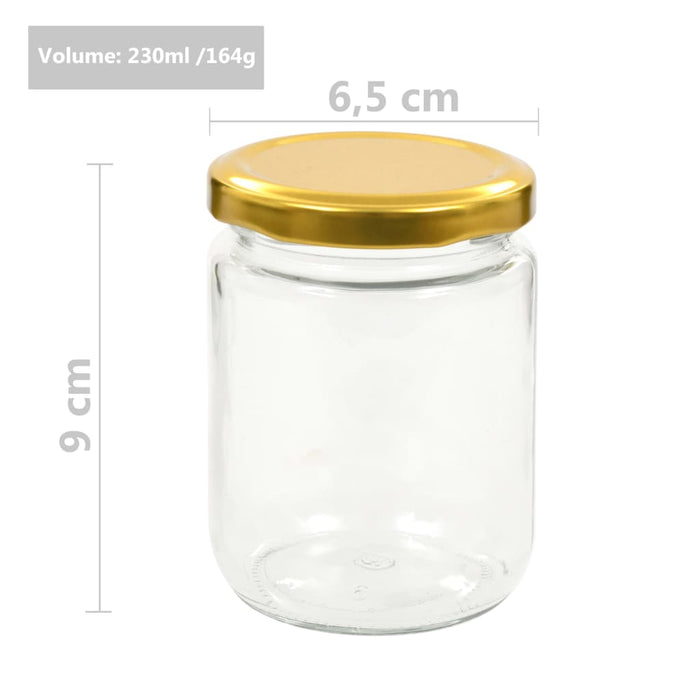 Borcane din sticlă pentru gem, capace aurii, 96 buc., 230 ml - WALTI WALTI