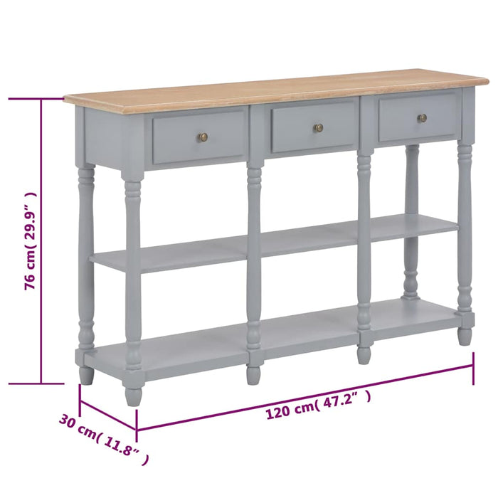 Masă consolă, gri, 120 x 30 x 76 cm, MDF WALTI