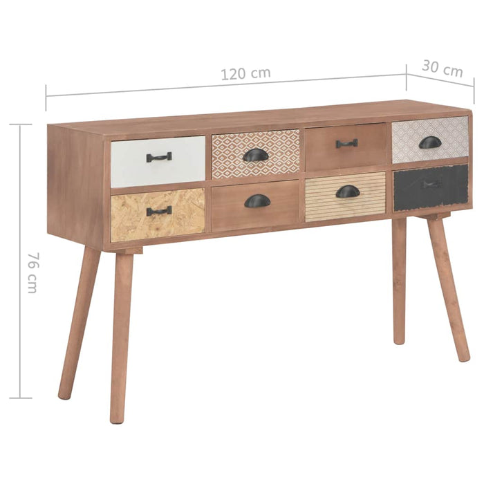 Masă consolă cu 8 sertare, 120x30x76 cm, lemn masiv pin WALTI