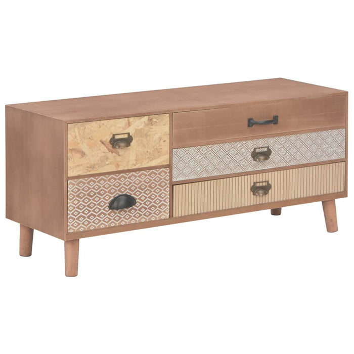 Comodă TV cu 5 sertare, 90x30x40 cm, lemn masiv pin WALTI