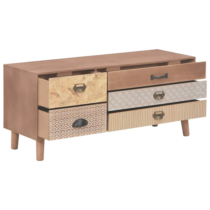 Comodă TV cu 5 sertare, 90x30x40 cm, lemn masiv pin WALTI