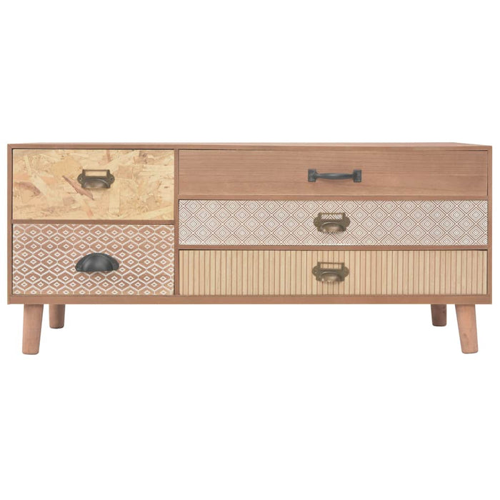 Comodă TV cu 5 sertare, 90x30x40 cm, lemn masiv pin WALTI