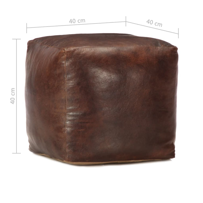 Taburet maro închis 40x40x40 cm piele naturală de capră - WALTI WALTI