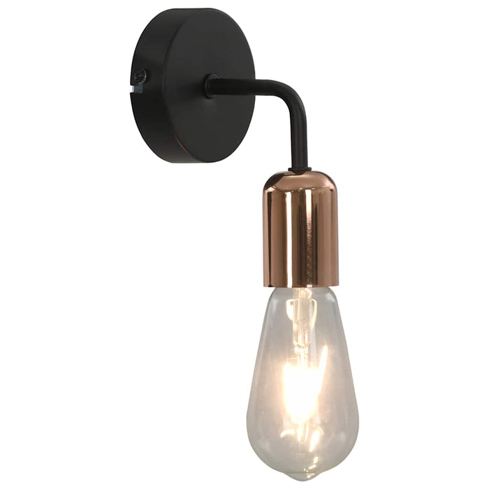 Lămpi de perete bec filament, 2 buc., negru și arămiu, 2 W, E27 WALTI
