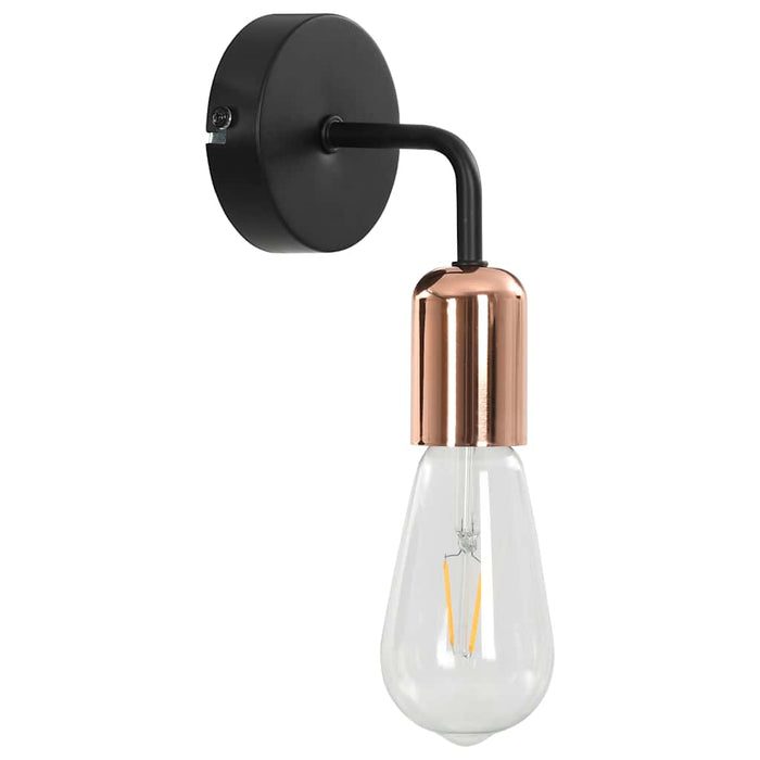 Lămpi de perete bec filament, 2 buc., negru și arămiu, 2 W, E27 WALTI