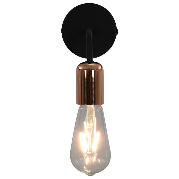 Lămpi de perete bec filament, 2 buc., negru și arămiu, 2 W, E27 WALTI