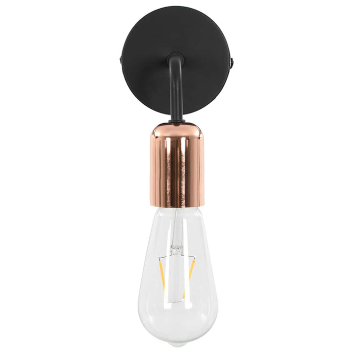 Lămpi de perete bec filament, 2 buc., negru și arămiu, 2 W, E27 WALTI