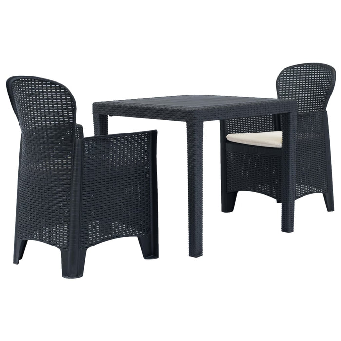 Set mobilier bistro, 3 piese, antracit, plastic, aspect ratan - WALTI WALTI