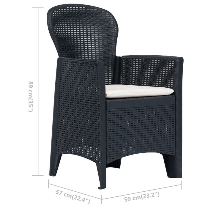 Set mobilier bistro, 3 piese, antracit, plastic, aspect ratan - WALTI WALTI