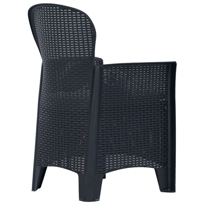 Set mobilier bistro, 3 piese, antracit, plastic, aspect ratan - WALTI WALTI