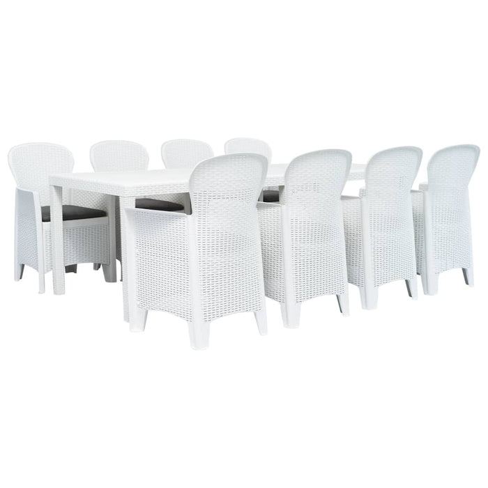 Set mobilier de exterior, 9 piese, alb, plastic, aspect ratan - WALTI WALTI