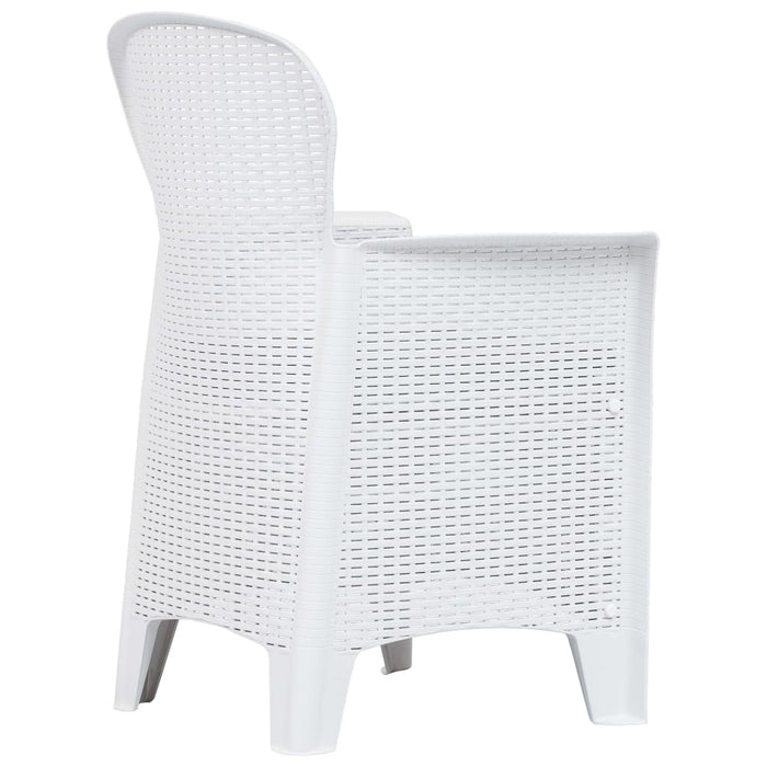 Set mobilier de exterior, 9 piese, alb, plastic, aspect ratan - WALTI WALTI