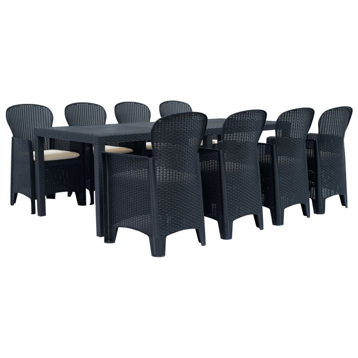 Set mobilier exterior, 9 piese, antracit, plastic, aspect ratan WALTI