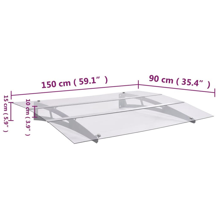 Baldachin ușă argintiu și transparent 150x90 cm PET - WALTI WALTI