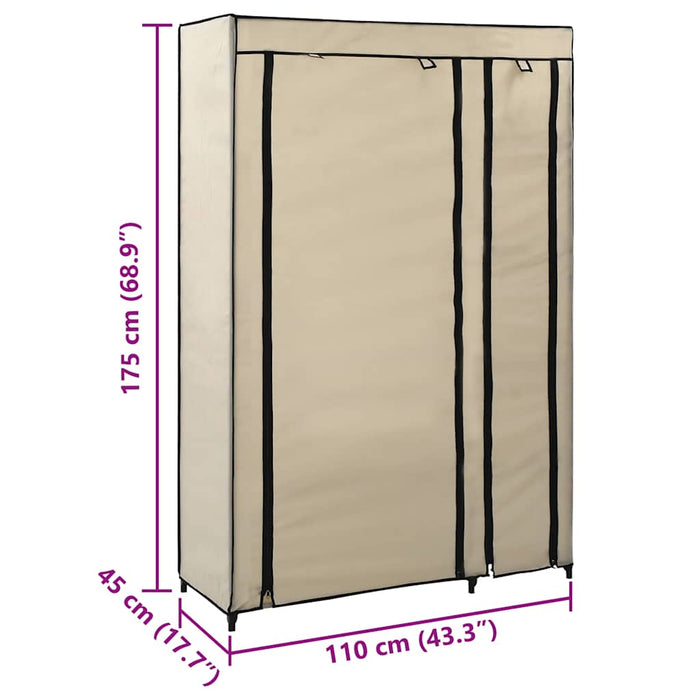 Dulap pliabil de haine, crem, 110x45x175 cm, textil - WALTI WALTI
