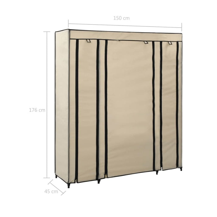 Șifonier cu bare și compartimente, crem, 150x45x176 cm, textil - WALTI WALTI