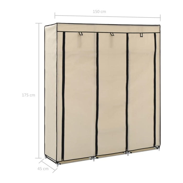 Șifonier cu compartimente și bare, crem, 150x45x175 cm, textil - WALTI WALTI