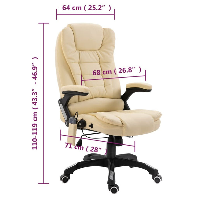 Scaun de birou cu masaj, crem, piele ecologică - WALTI WALTI
