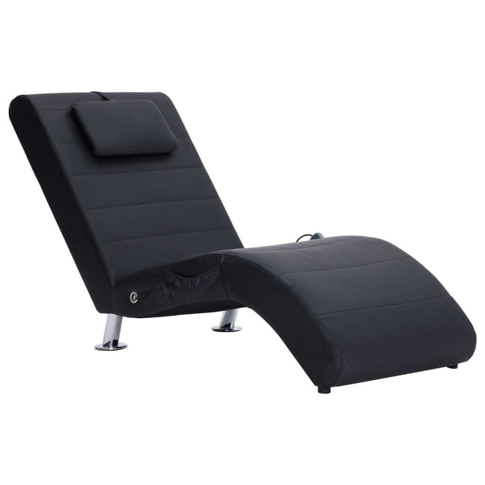 Șezlong de masaj cu pernă, negru, piele artificială - WALTI WALTI