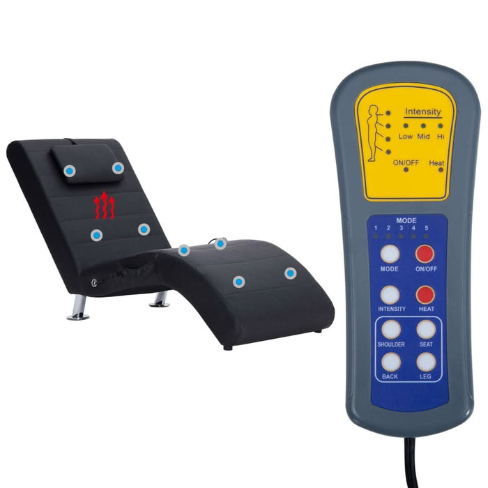 Șezlong de masaj cu pernă, negru, piele artificială - WALTI WALTI