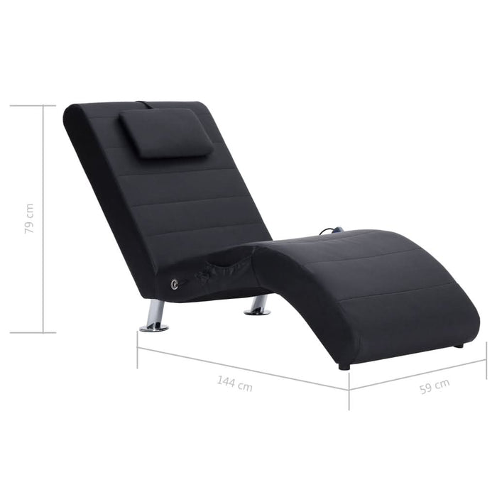 Șezlong de masaj cu pernă, negru, piele artificială - WALTI WALTI