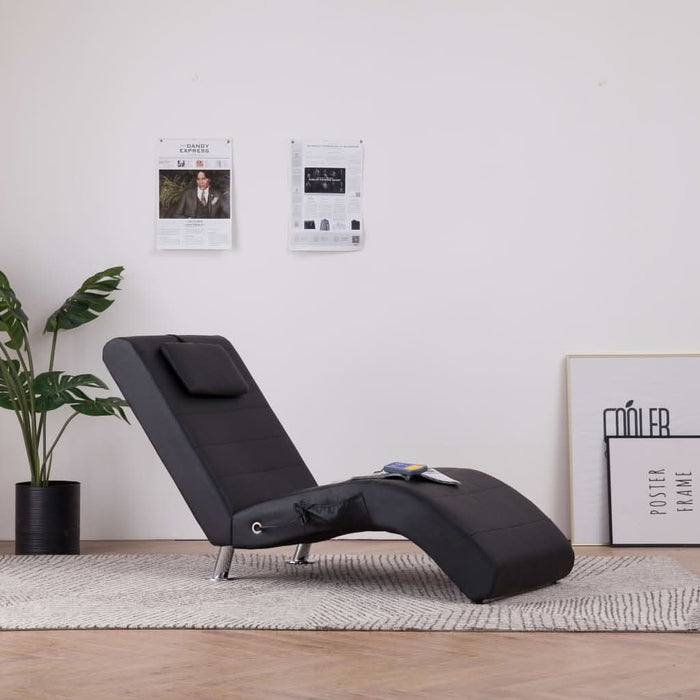 Șezlong de masaj cu pernă, negru, piele artificială - WALTI WALTI