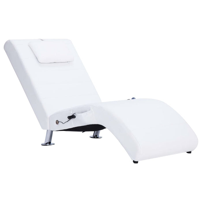 Șezlong de masaj cu pernă, alb, piele artificială - WALTI WALTI