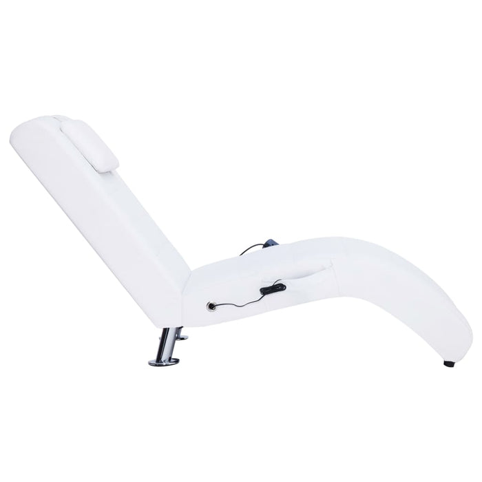 Șezlong de masaj cu pernă, alb, piele artificială - WALTI WALTI
