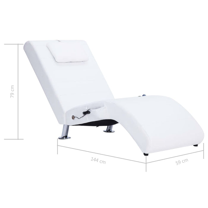 Șezlong de masaj cu pernă, alb, piele artificială - WALTI WALTI