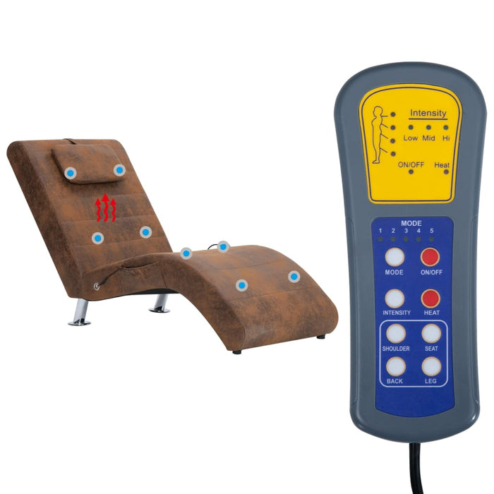 Șezlong de masaj cu pernă, maro, piele întoarsă artificială - WALTI WALTI