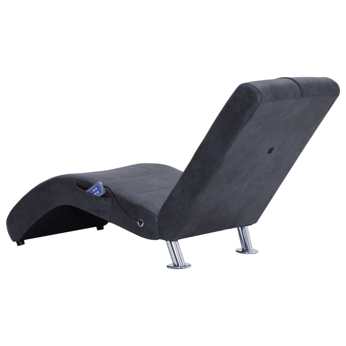 Șezlong de masaj cu pernă, gri, piele întoarsă artificială - WALTI WALTI