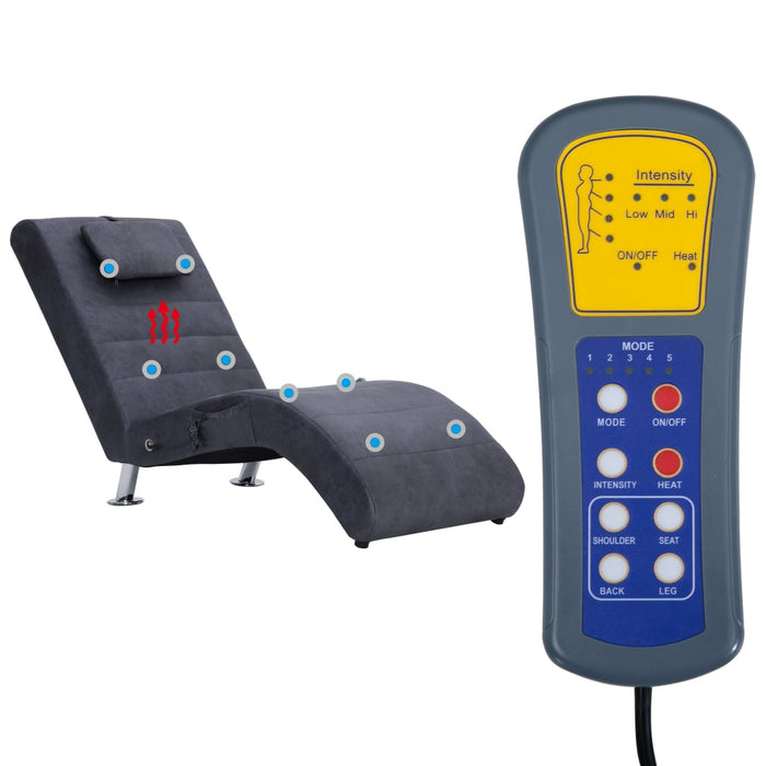 Șezlong de masaj cu pernă, gri, piele întoarsă artificială - WALTI WALTI