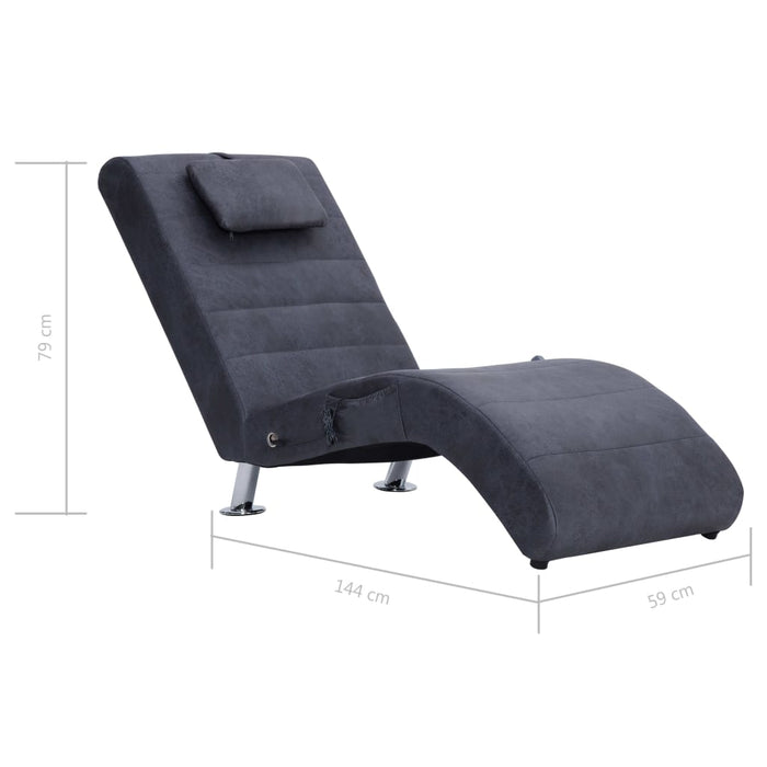 Șezlong de masaj cu pernă, gri, piele întoarsă artificială - WALTI WALTI