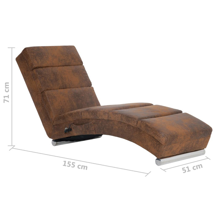 Șezlong de masaj, maro, imitație piele de căprioară - WALTI WALTI